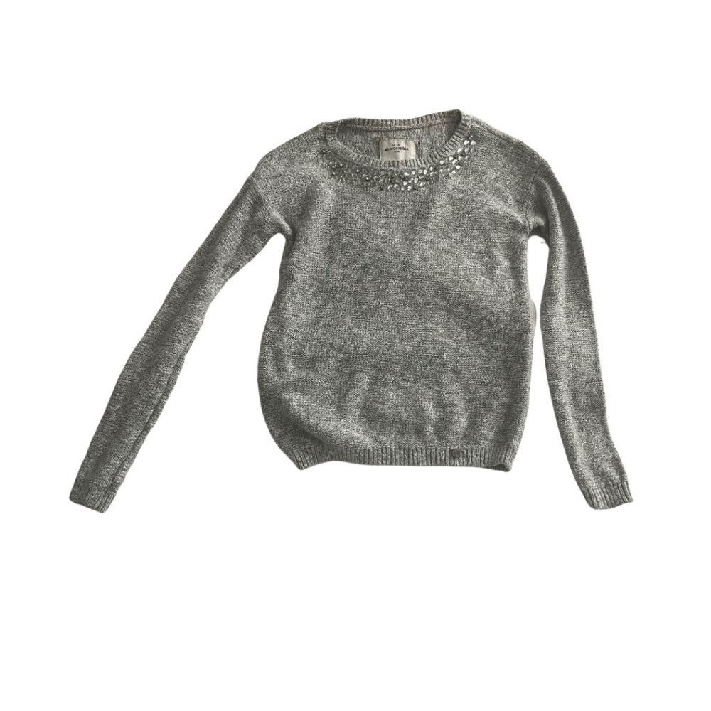 Like new!  HOLIDAY SWEATER! Abercrombie Kids Crystal Neckline grey sweater.